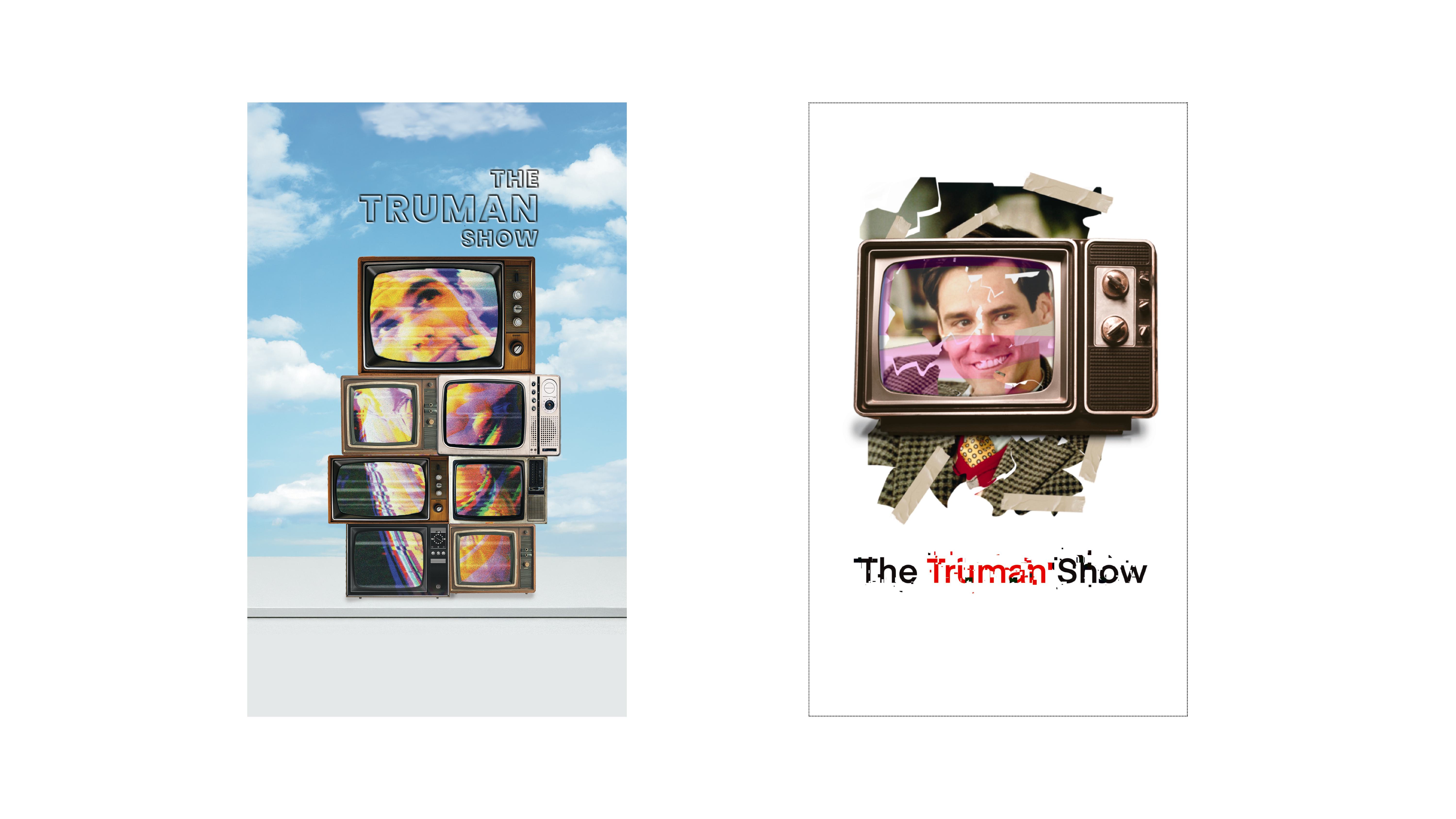 Concept designs - stacked TVs poster and torn-paper collage variant