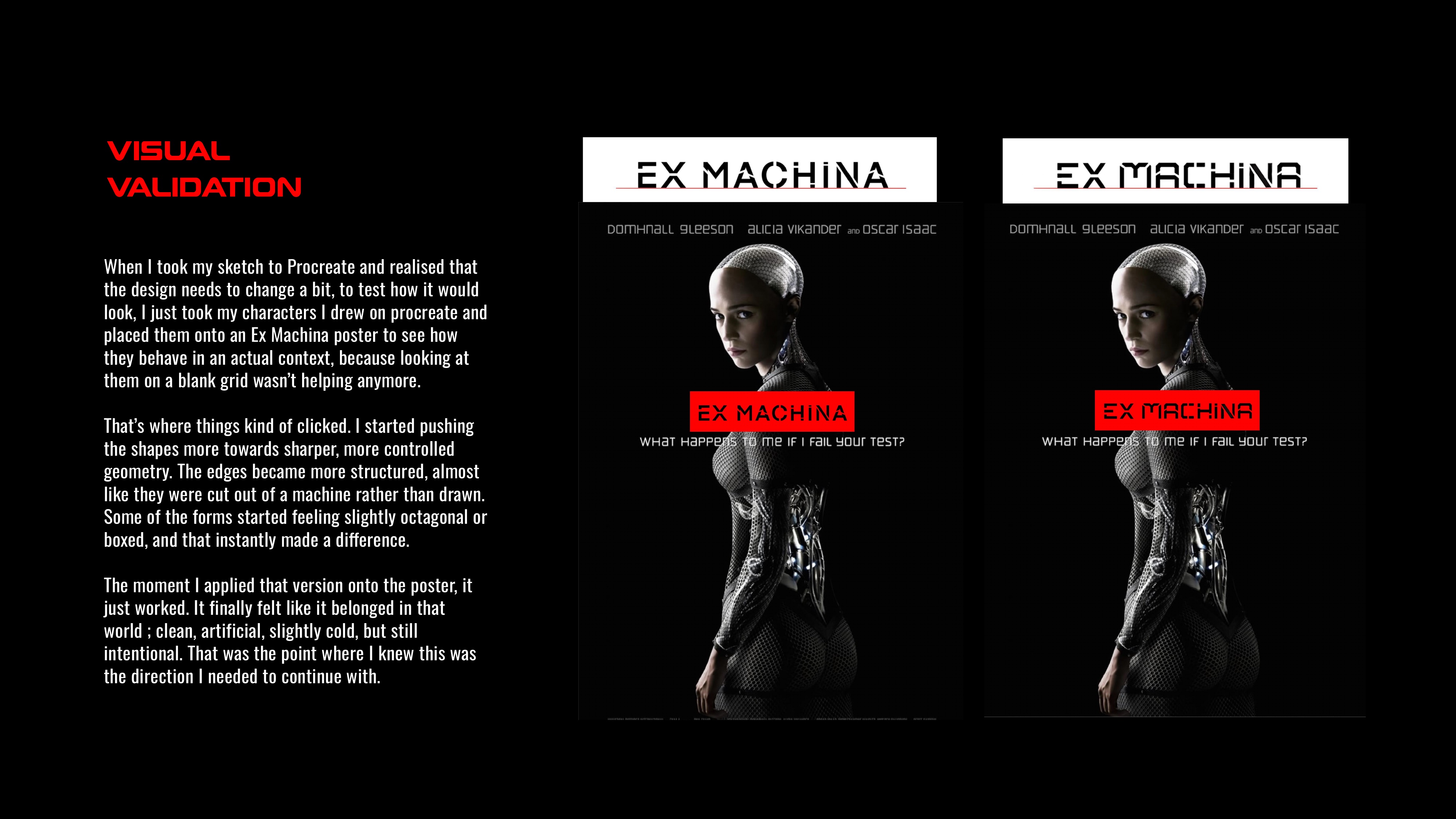 Visual Validation - testing the typeface on Ex Machina poster to validate the visual language